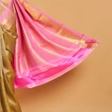 Olive Green with a candy Pink border Kanjeevaram Silk Saree