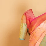 Pretty Peach Kanjeevaram Saree with Dual color border