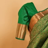 Leaf Green Kanjeevaram Saree with Copper Zari border